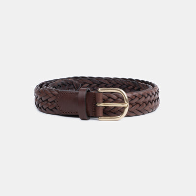 Braided Calf Leather Belt - Cocoa Brown