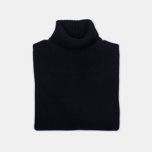 Roll-neck in Wool and Cashmere - Black