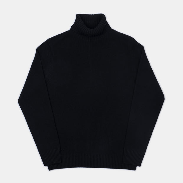 Roll-neck in Wool and Cashmere - Black