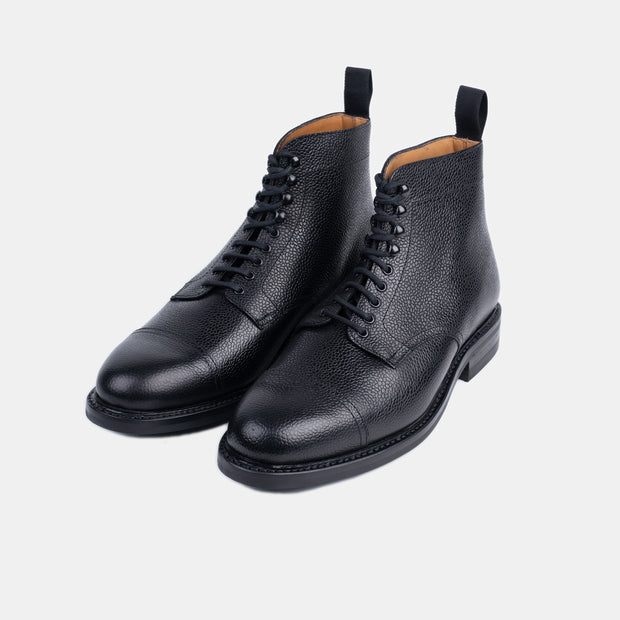 Cap Toe Boot in Scotch Grain - Black