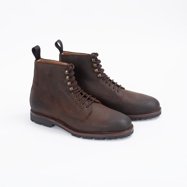 Montagna Boot in Brown Waxed Roughout Suede