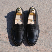 Grantham 2 Penny Loafer in Black Milled Calf