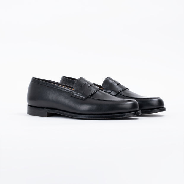 Grantham 2 Penny Loafer in Black Milled Calf