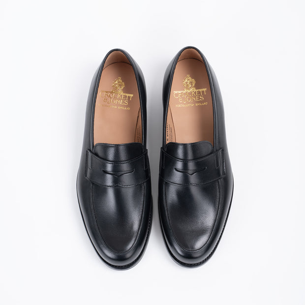 Grantham 2 Penny Loafer in Black Milled Calf