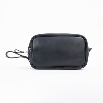 Travel Kit in Black Waxed Leather