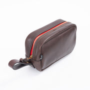 Travel Kit in Dark Brown Waxed Leather