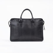 Bound Edge Zip-Top Briefcase  in Smooth Tumbled Leather - Black