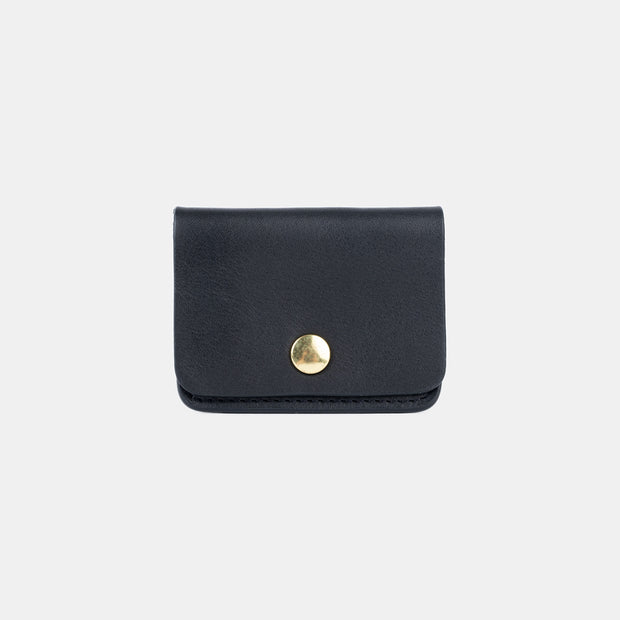 Coin Wallet in Smooth Tumbled Leather - Black