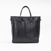 Commuter Tote in Smooth Tumbled Leather - Black