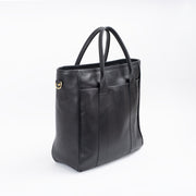 Commuter Tote in Smooth Tumbled Leather - Black