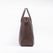 Commuter Tote in Smooth Tumbled Leather - Chocolate