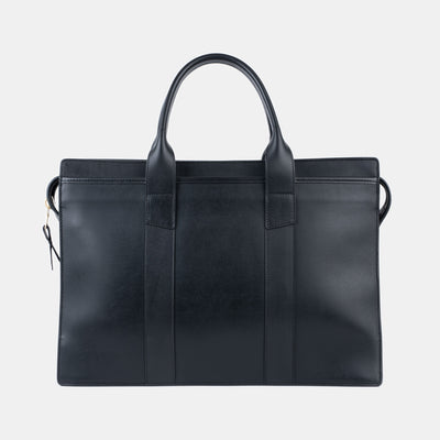 Zip Top Briefcase in Harness Leather - Black