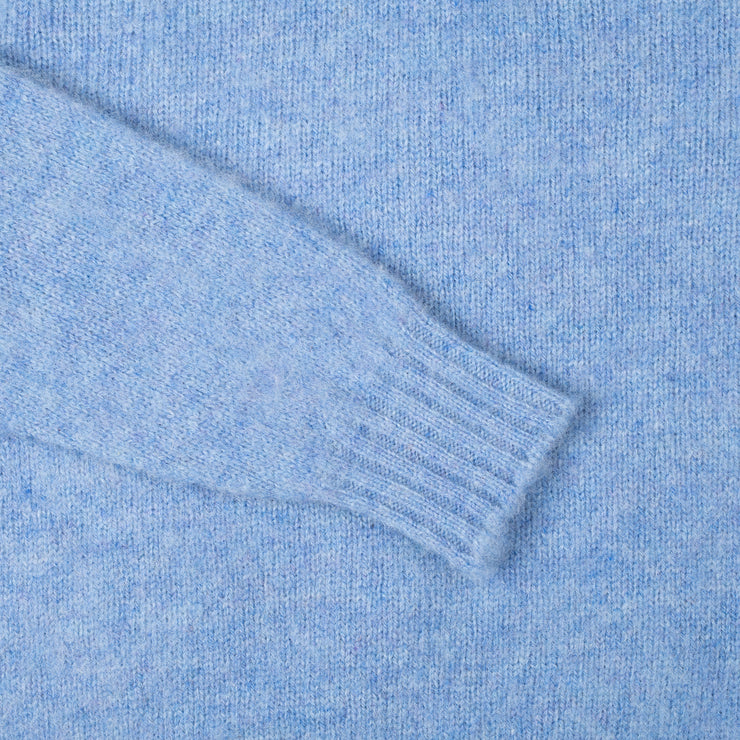 Crewneck Jumper in Brushed Shetland Wool - Pale Blue