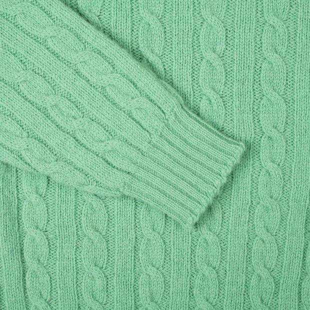 Cableknit Jumper in Shetland Wool - Green