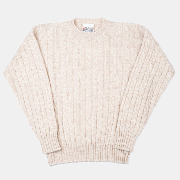 Cableknit Jumper in Shetland Wool - Natural