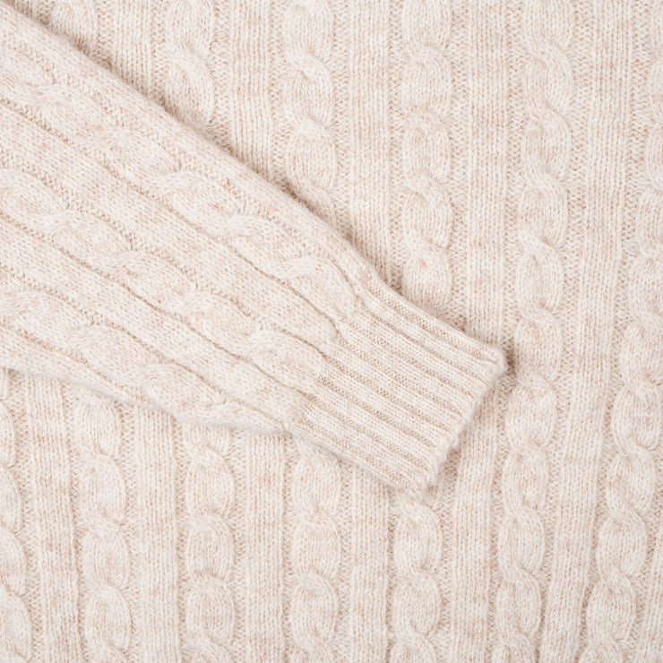 Cableknit Jumper in Shetland Wool - Natural