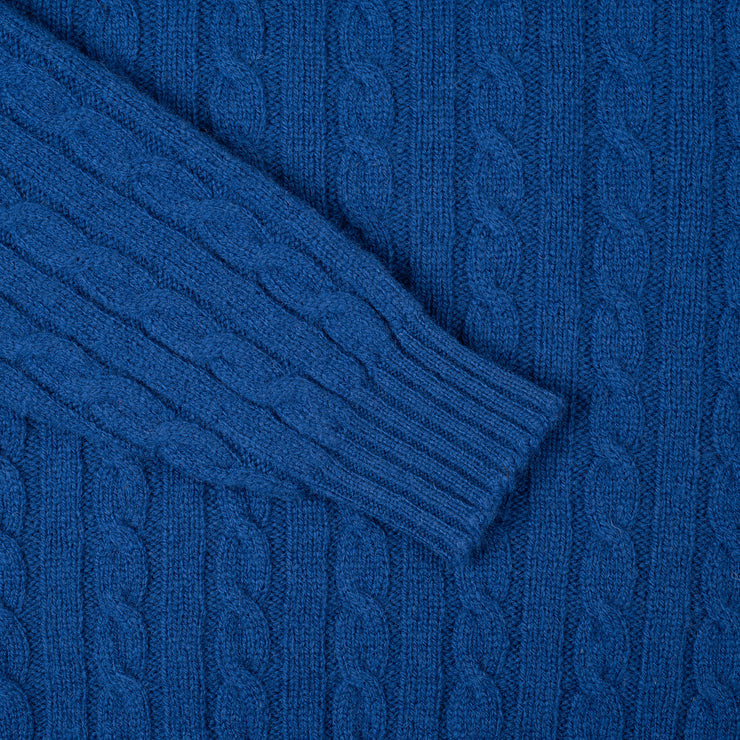 Cableknit Jumper in Shetland Wool - Royal Blue