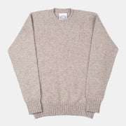 Heavy Crewneck Jumper in Shetland Wool - Beige