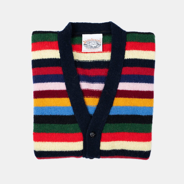 Cardigan in Shetland Wool - Multistripe