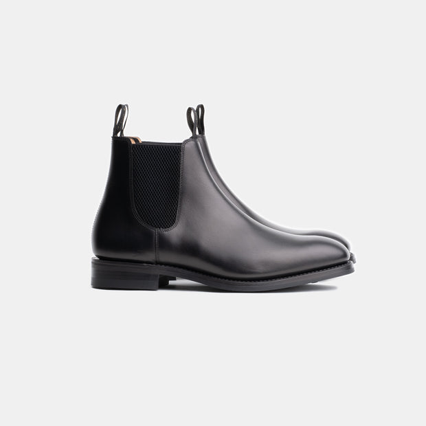 Chatsworth Chelsea Boot in Waxed Calf - Black