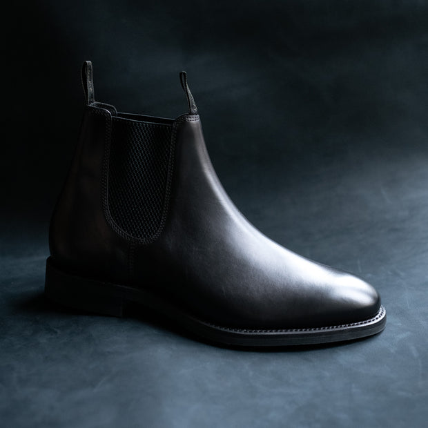 Chatsworth Chelsea Boot in Waxed Calf - Black