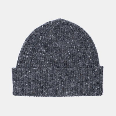 Shin Wool Hat in Grey Donegal