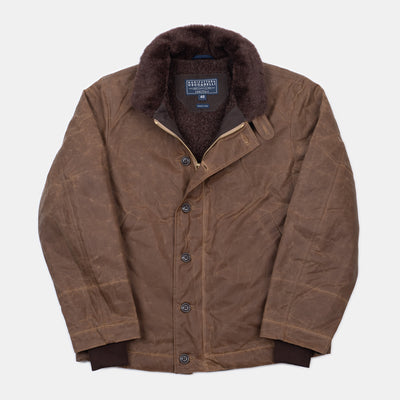 Deck Jacket in Waxed Cotton - Dark Tan