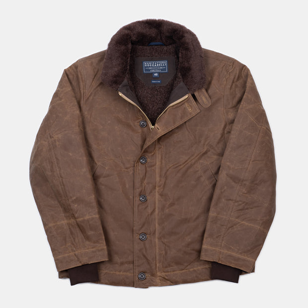 Deck Jacket in Dark Tan Waxed Cotton