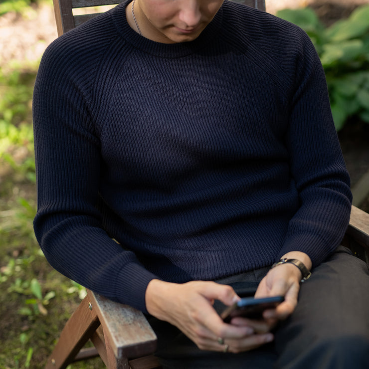 Heavy Merino Crewneck - Navy