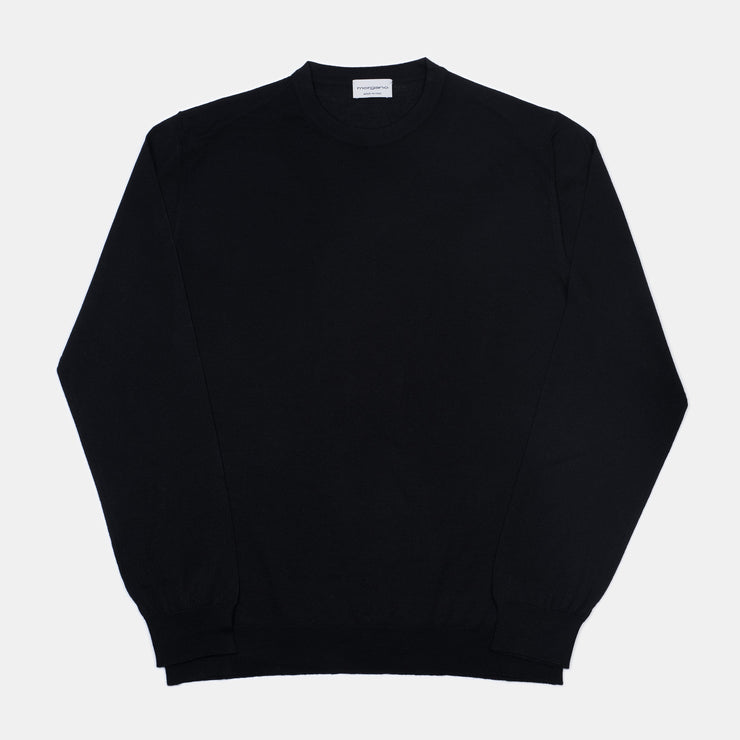 Crewneck in Fine Wool & Silk - Black