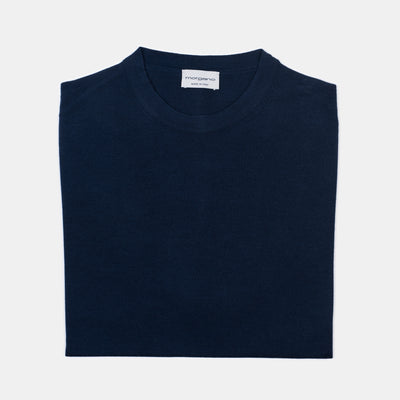 Crewneck in Fine Wool & Silk - Navy