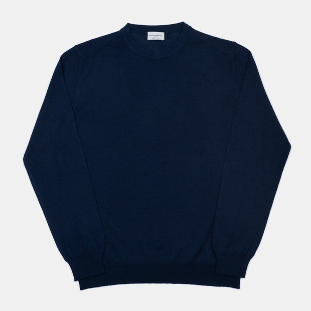 Crewneck in Fine Wool & Silk - Navy