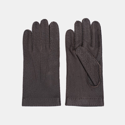 Unlined Peccary Leather Glove - Dark Brown