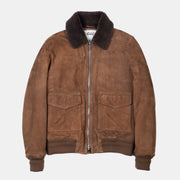 Valstar Flight Jacket Shearling Collar Suede Sesame