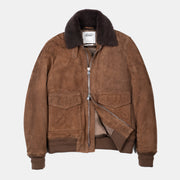 Valstar Flight Jacket Shearling Collar Suede Sesame