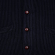 Shawl Collar Cardigan in Geelong Lambswool - Navy