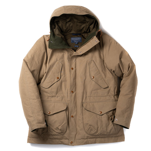 Goose Down Padded Fisherman Parka in Dark Tan