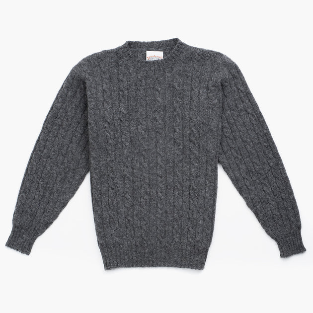 Cableknit Jumper in Charcoal Shetland Wool – Caine Clothiers